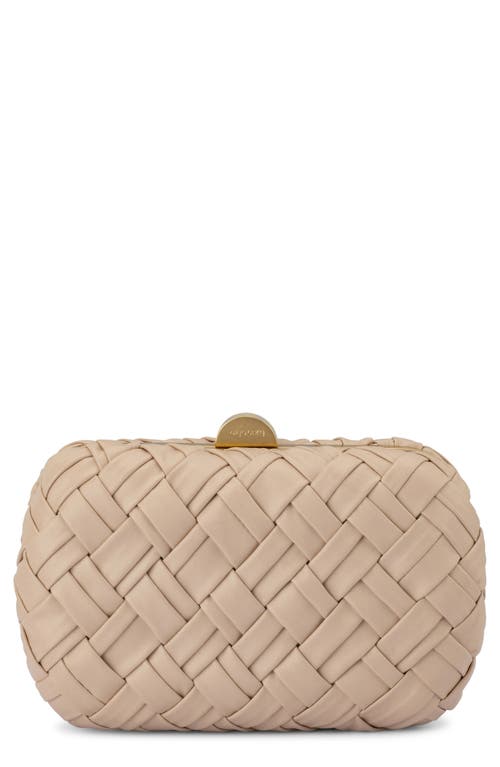Olga Berg Haven Woven Faux Leather Frame Clutch in Natural 