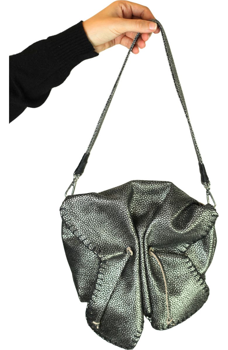 Carlos Falchi Full Size Convertible Butterfly Lambskin Crossbody Bag, Alternate, color, Roman Chrome