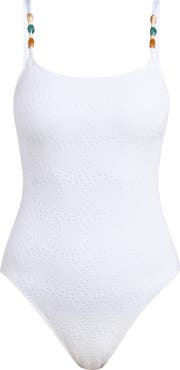 La Blanca Shell Bound Beaded Strap One-Piece Swimsuit