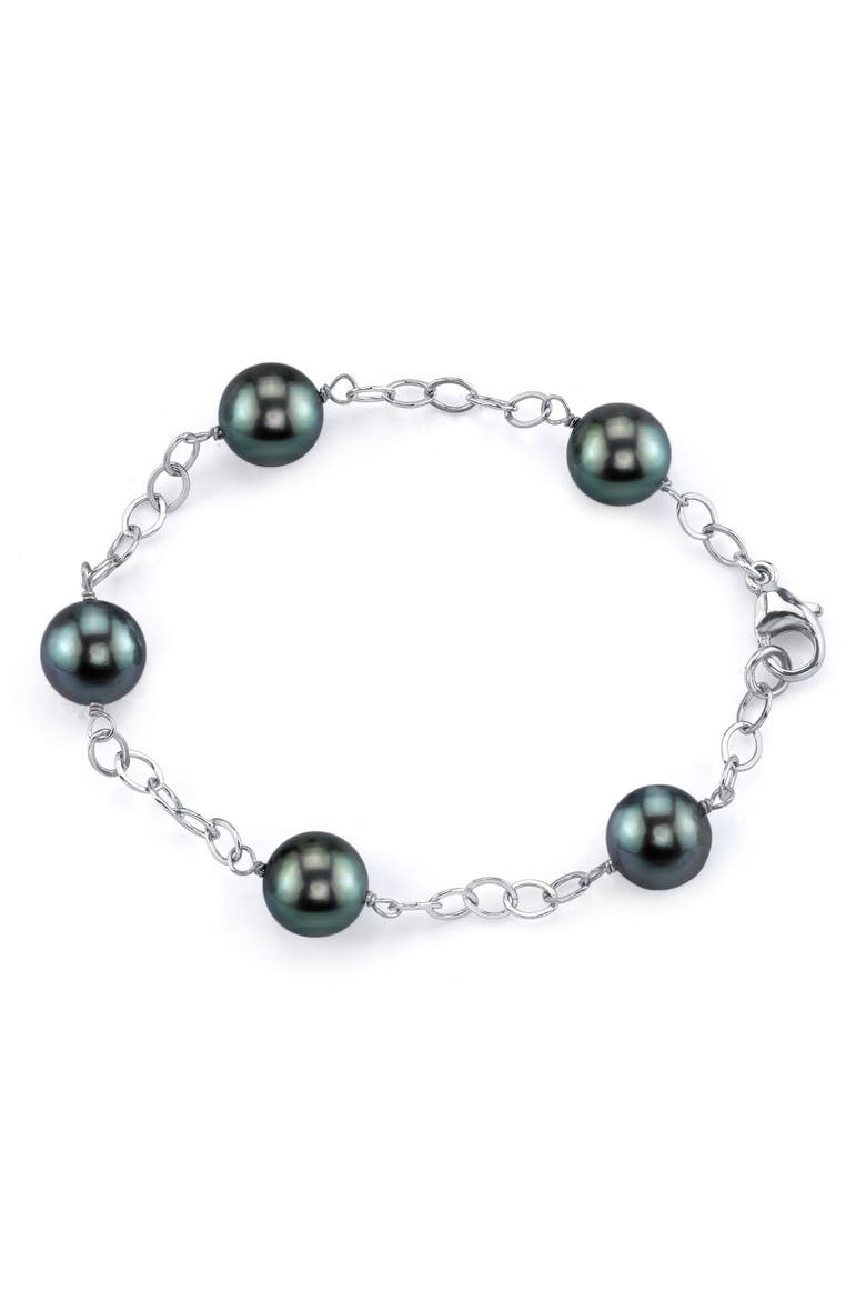 9-10mm Tahitian South Sea Pearl Tincup Bracelet, Main, color, White Gold Chain