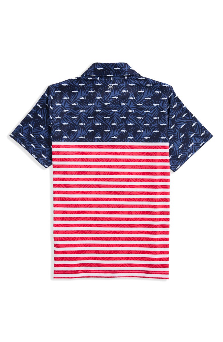 vineyard vines Kids' USA Fish & Palms UPF 50+ Polo, Alternate, color, Usa Fish And Palm