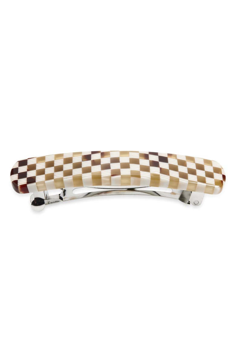 MACHETE No. 3 Heirloom Tortoise Checker Barrette, Main, color, Tortoise Checker