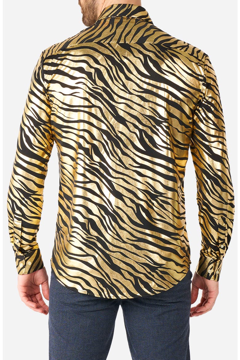 Tiger Shiner Modern Tailored Fit Button-Up Shirt, Alternate, color, GOLD