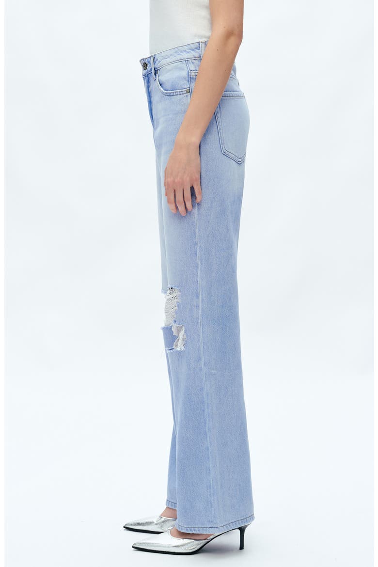 Ripped High Waist Wide Leg Jeans, Alternate, color, SKY BLUE