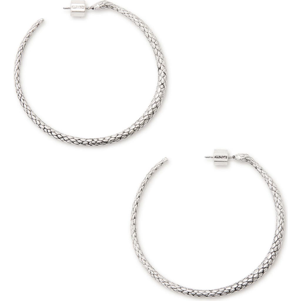 Shop Allsaints Serpentine Hoop Earrings In Warm Silver