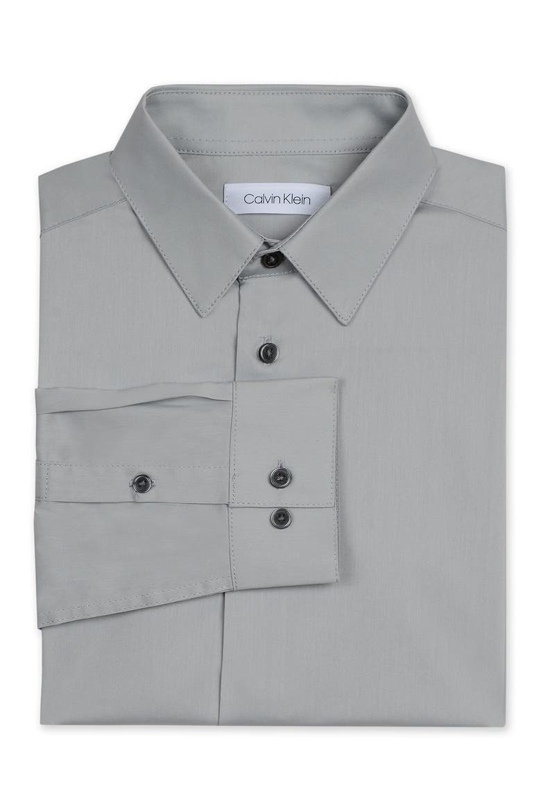 Calvin Klein Kids' Solid Long Sleeve Slim Fit Shirt