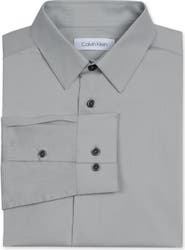 Calvin Klein Kids' Solid Long Sleeve Slim Fit Shirt