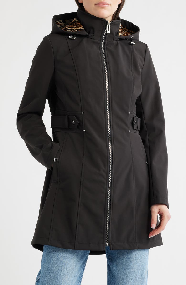 Via Spiga Water Repellent Soft Shell Coat, Main, color, Black