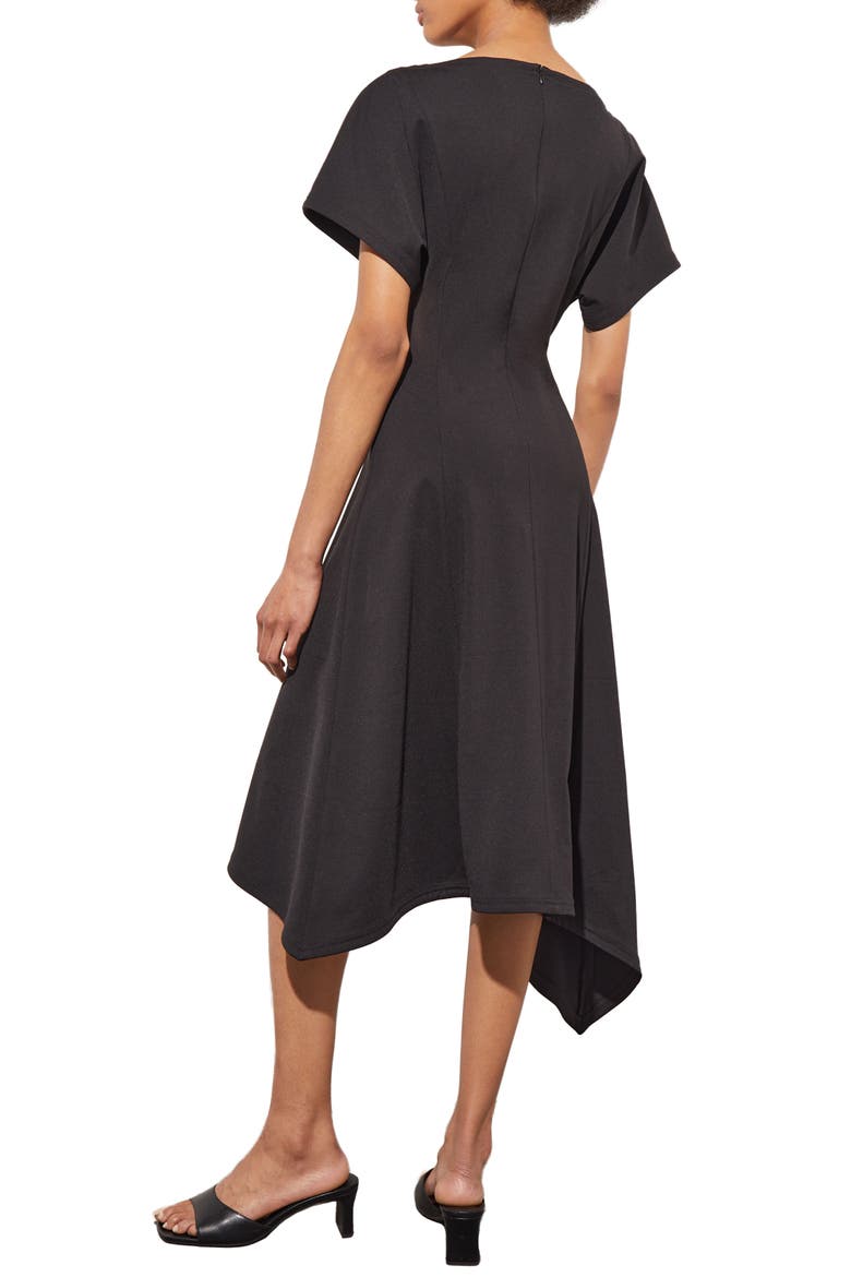 Asymmetric Midi Dress, Alternate, color, BLACK