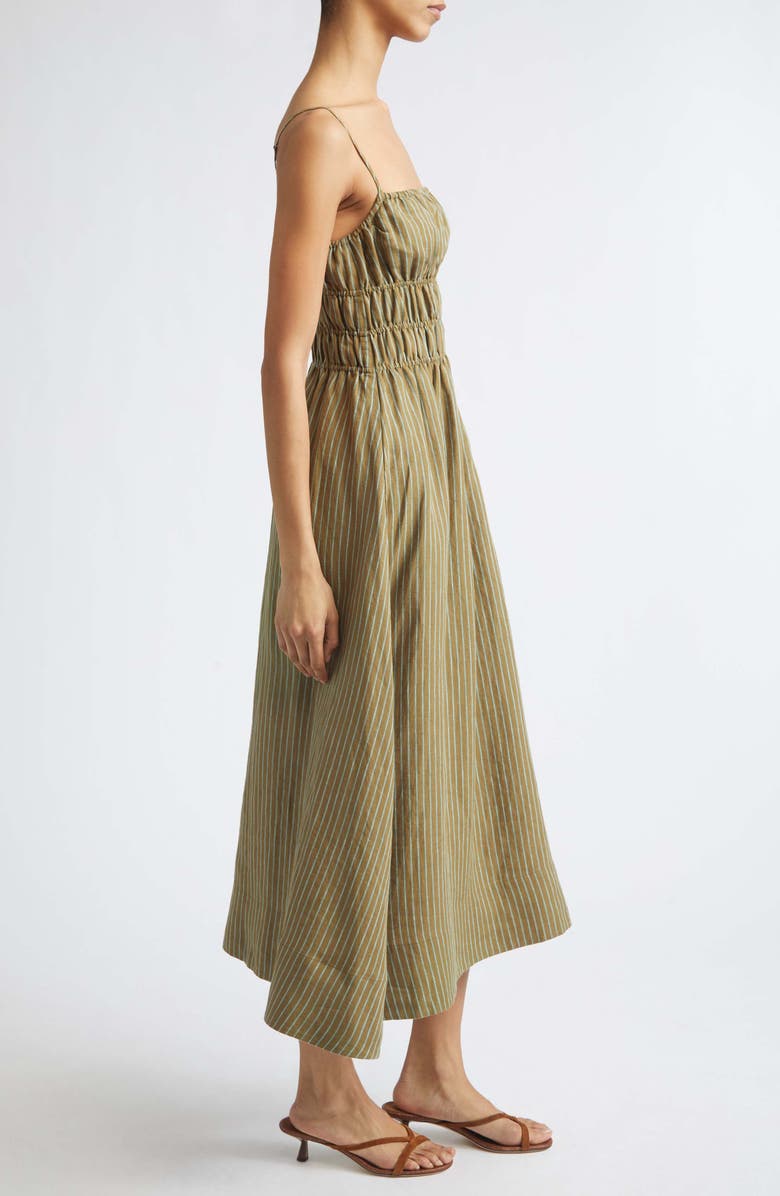STAUD Ayla Linen Midi Sundress, Alternate, color, Porto Stripe