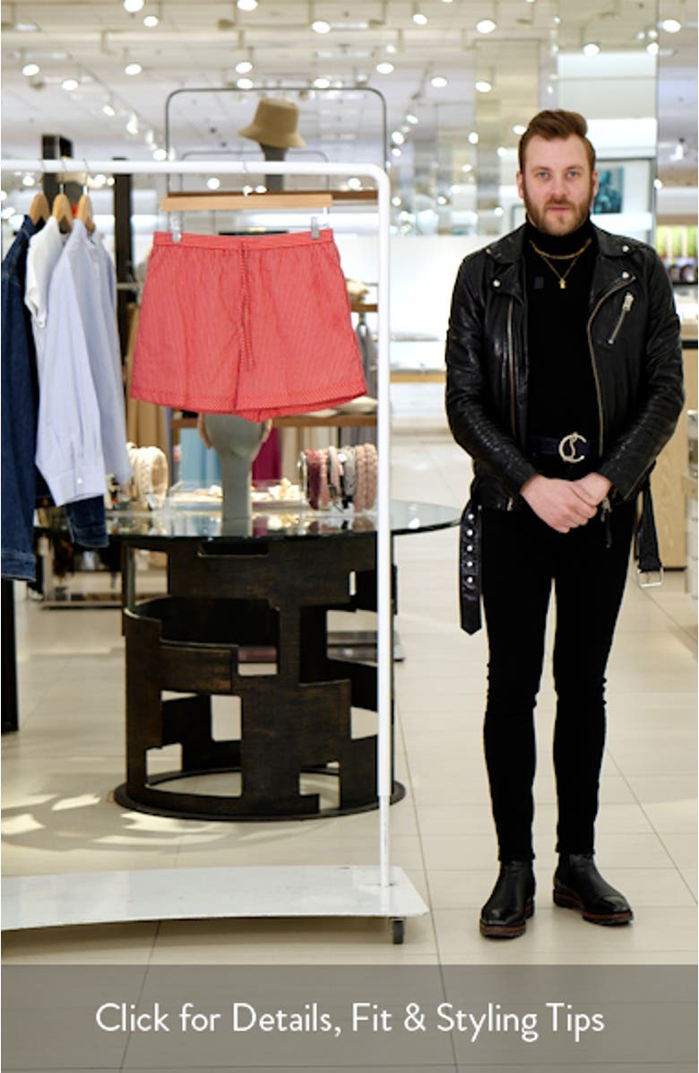 Stripe Cotton Blend Drawstring Shorts, sales video thumbnail