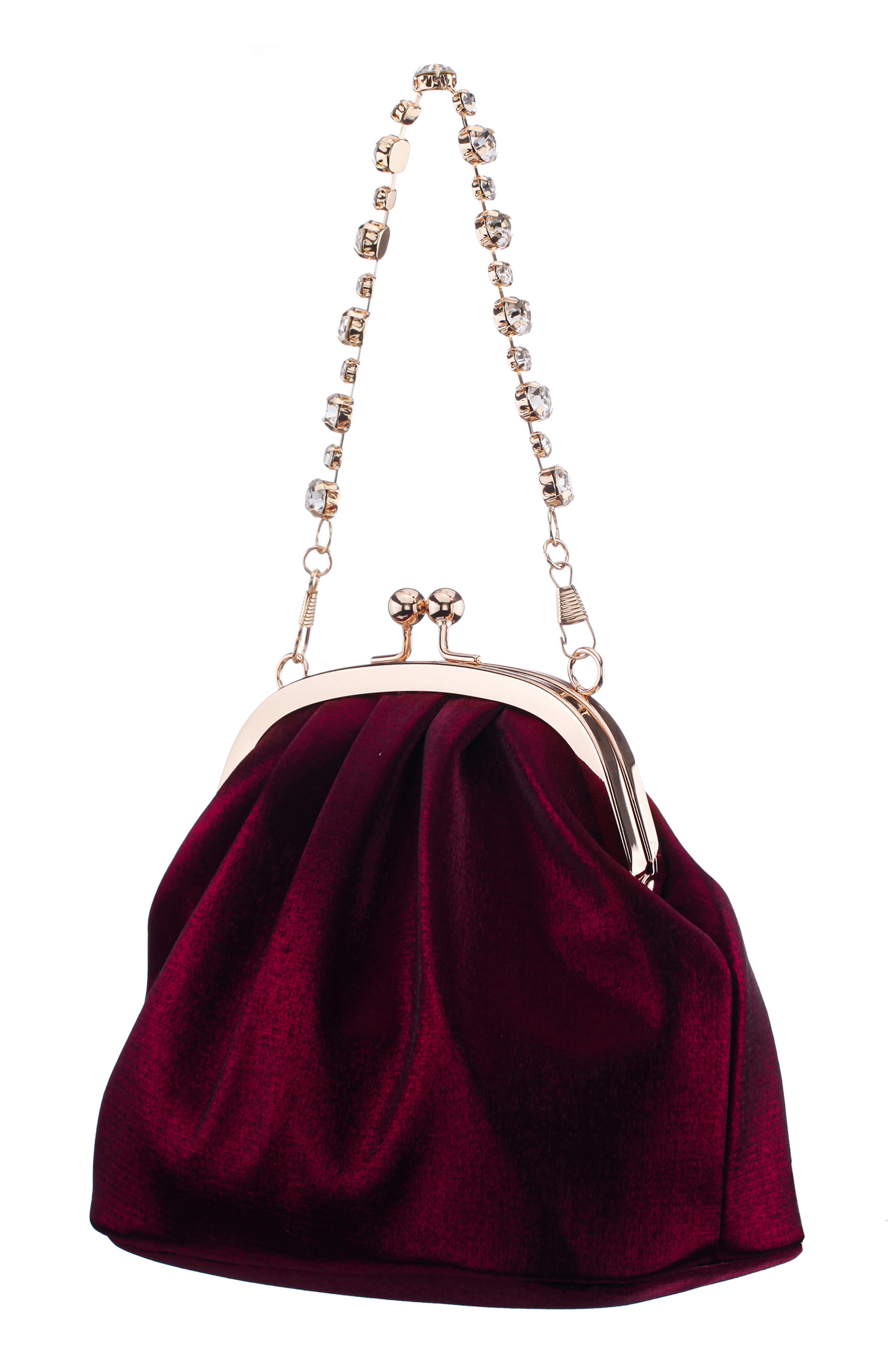 Maura-M Crystal Handle Frame Clutch, Alternate, color, BORDEAUX