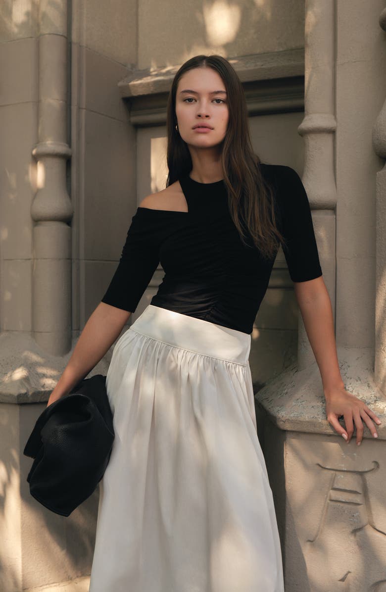 Marcella Paz Asymmetric Cutout Knit Shirt, Alternate, color, Black