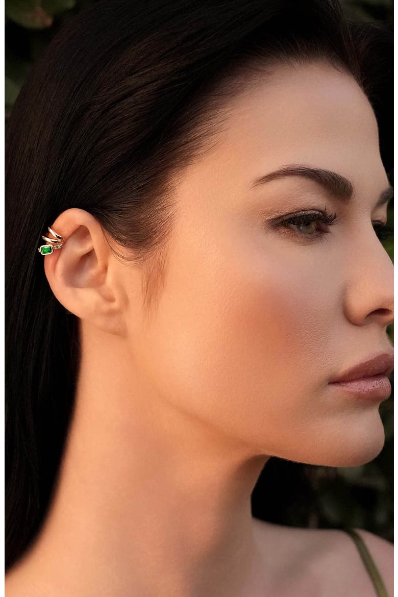 Single Cluster Ear Cuff, Alternate, color, GREEN