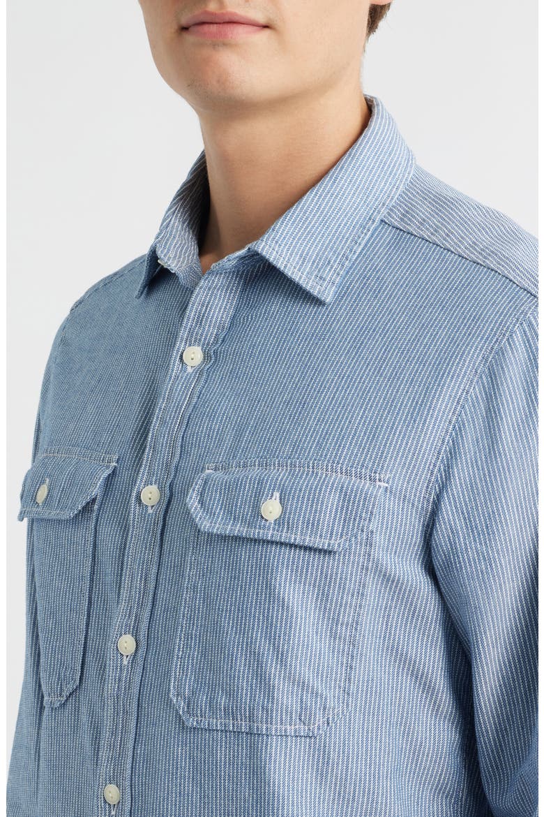 Montauk Indigo Stripe Button-Up Shirt, Alternate, color, MOONSHINE
