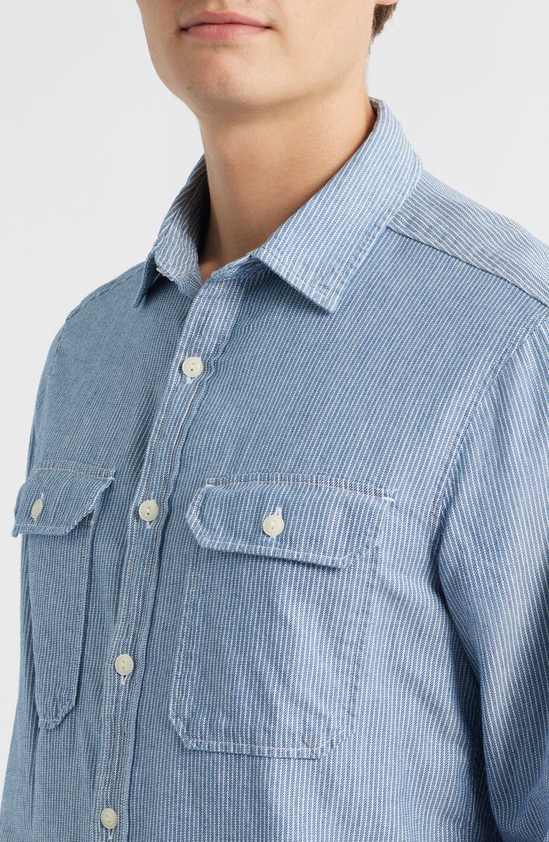 vineyard vines Montauk Indigo Stripe Button-Up Shirt, Alternate, color, Moonshine