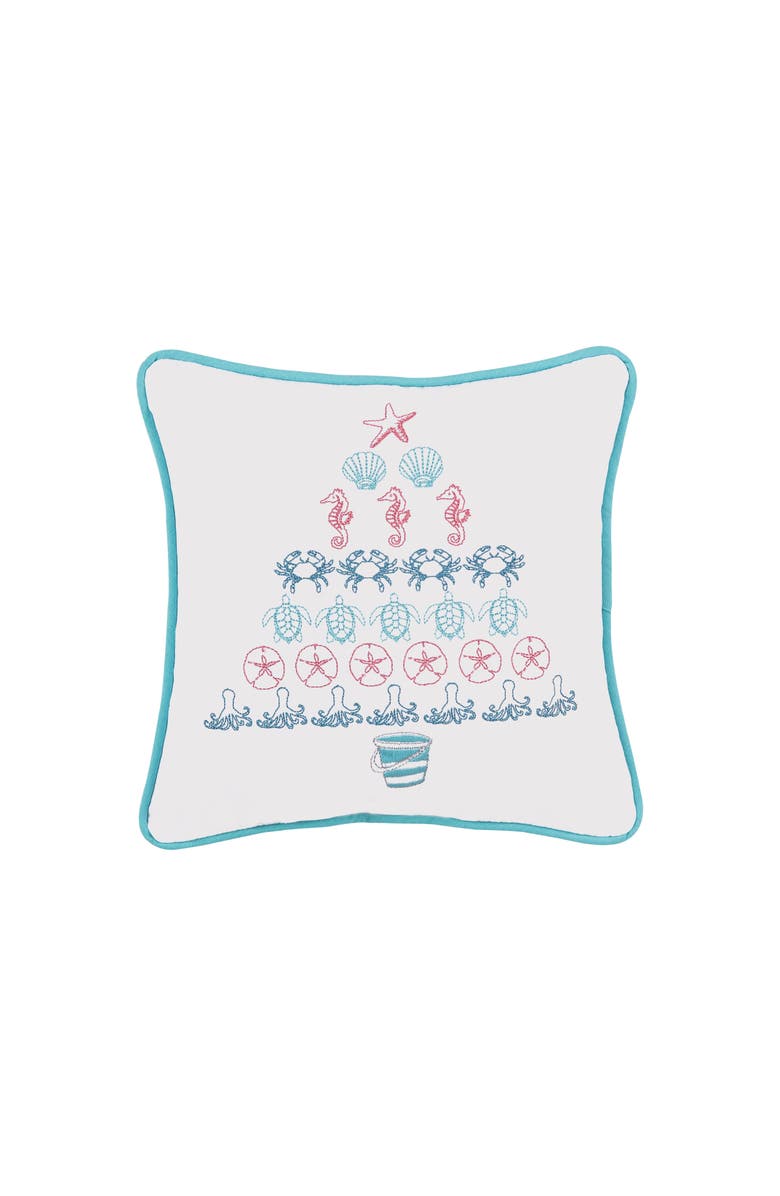 C&F Home Coastal Christmas Tree Cotton Blend Mini Accent Pillow 10" x 10", Main, color, 