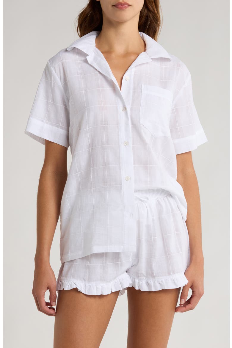 Ivy Frill Cotton Short Pajamas, Main, color, WHITE