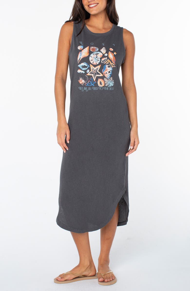 Roxy Painted Shells Sleeveless Midi Dress, Main, color, Phantom