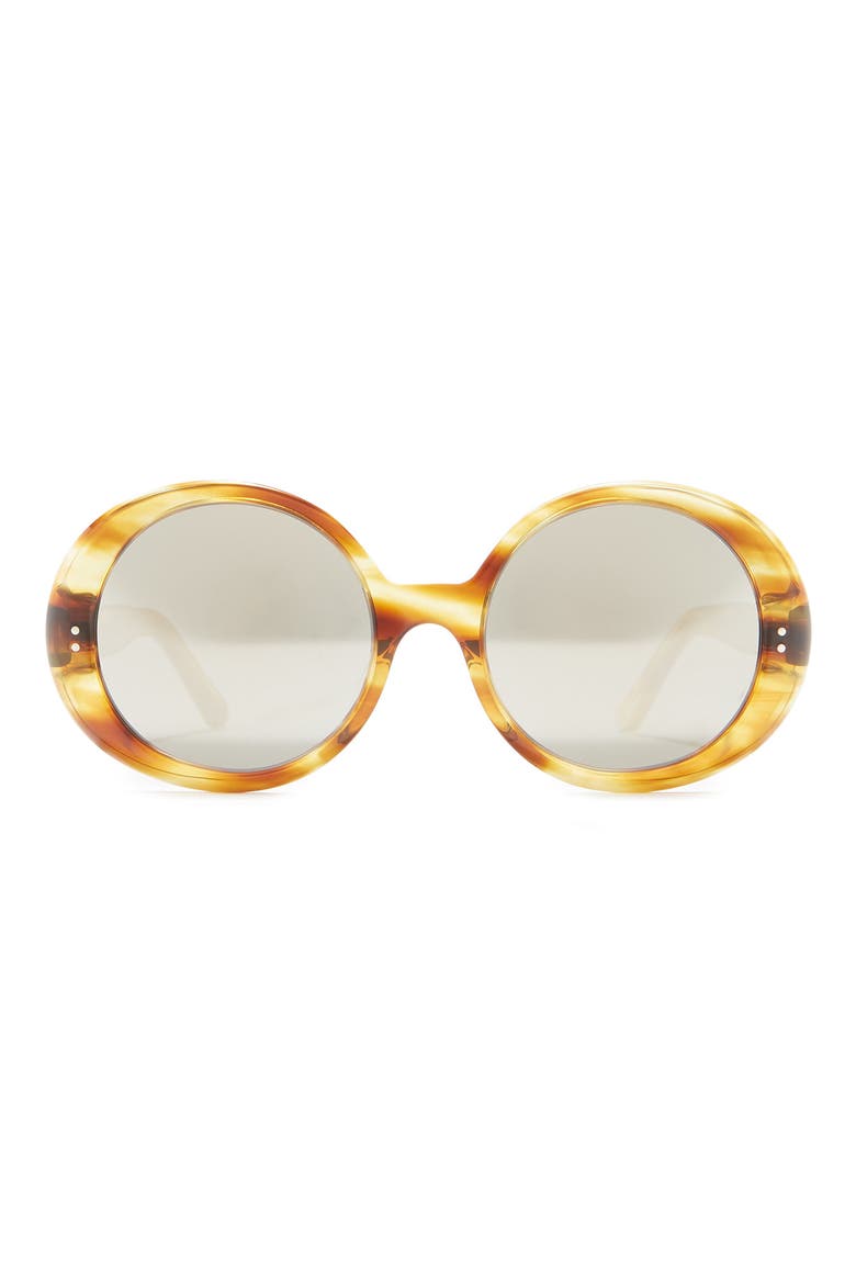 57mm Round Sunglasses, Main, color, HAVANA/ OTHER / SMOKE MIRROR