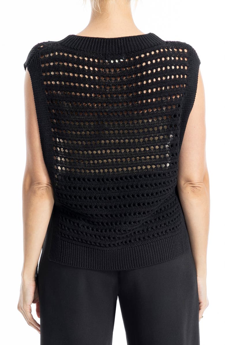 MAX STUDIO Open Stitch Sweater Vest, Alternate, color, Black