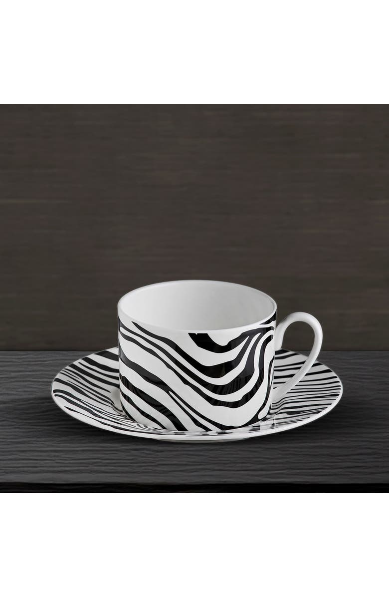 CAVALLI Tea Cup & Saucer with Luxury Box, Alternate, color, Zebrage