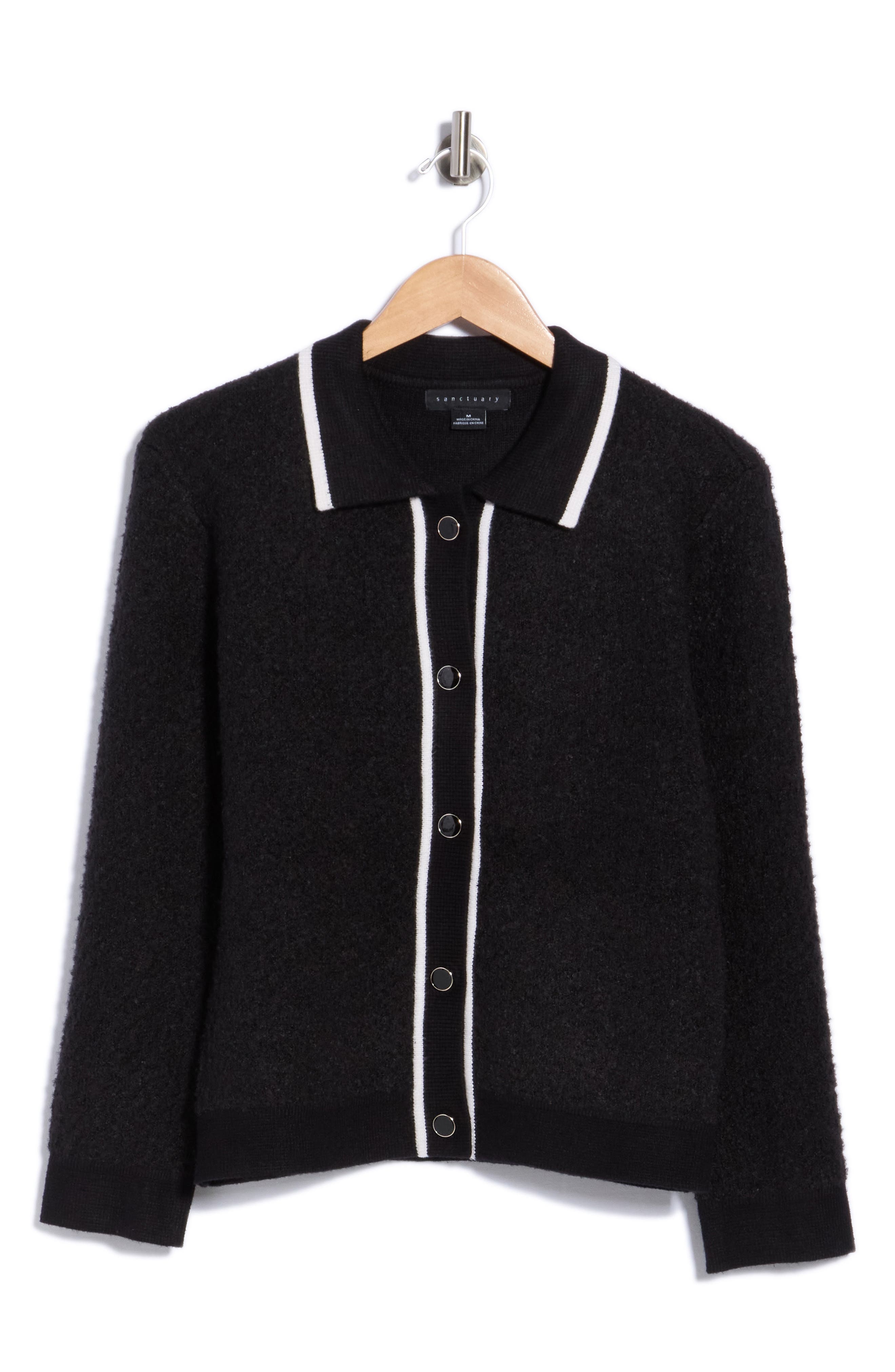 Tipped Bouclé Knit Cardigan