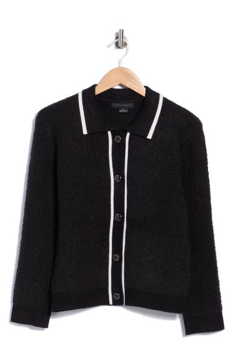 Tipped Bouclé Knit Cardigan