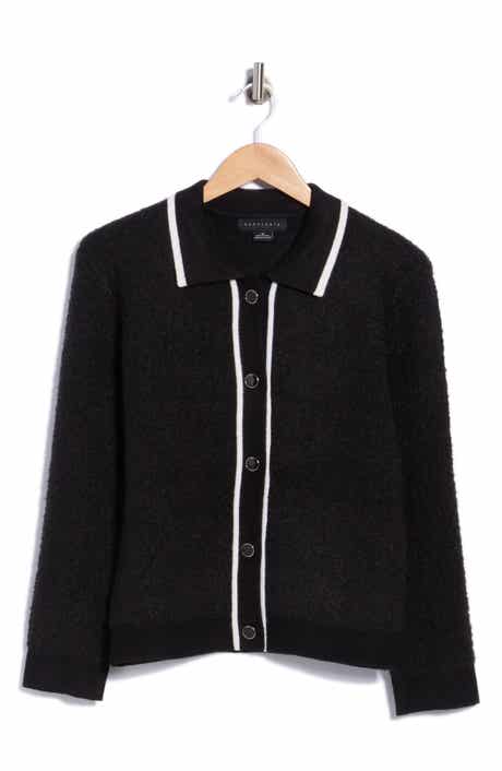 Tipped Bouclé Knit Cardigan