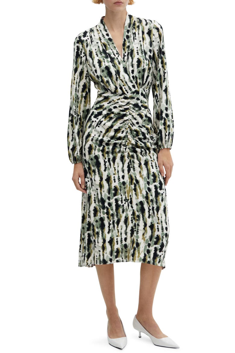Leonor Print Long Sleeve Midi Dress, Main, color, WHITE/ LIGHT BEIGE