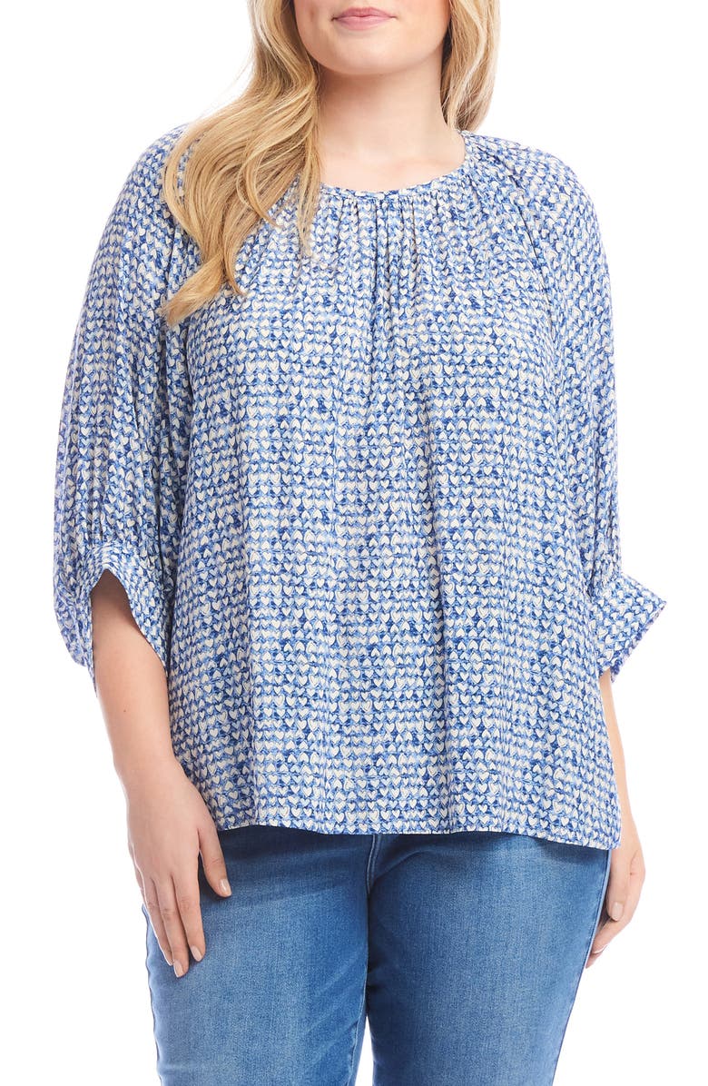Karen Kane Heart Print Blouson Sleeve Top, Main, color, Print