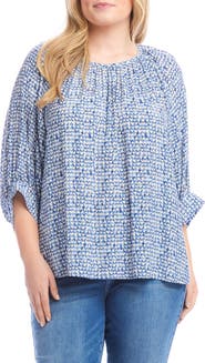 Karen Kane Heart Print Blouson Sleeve Top