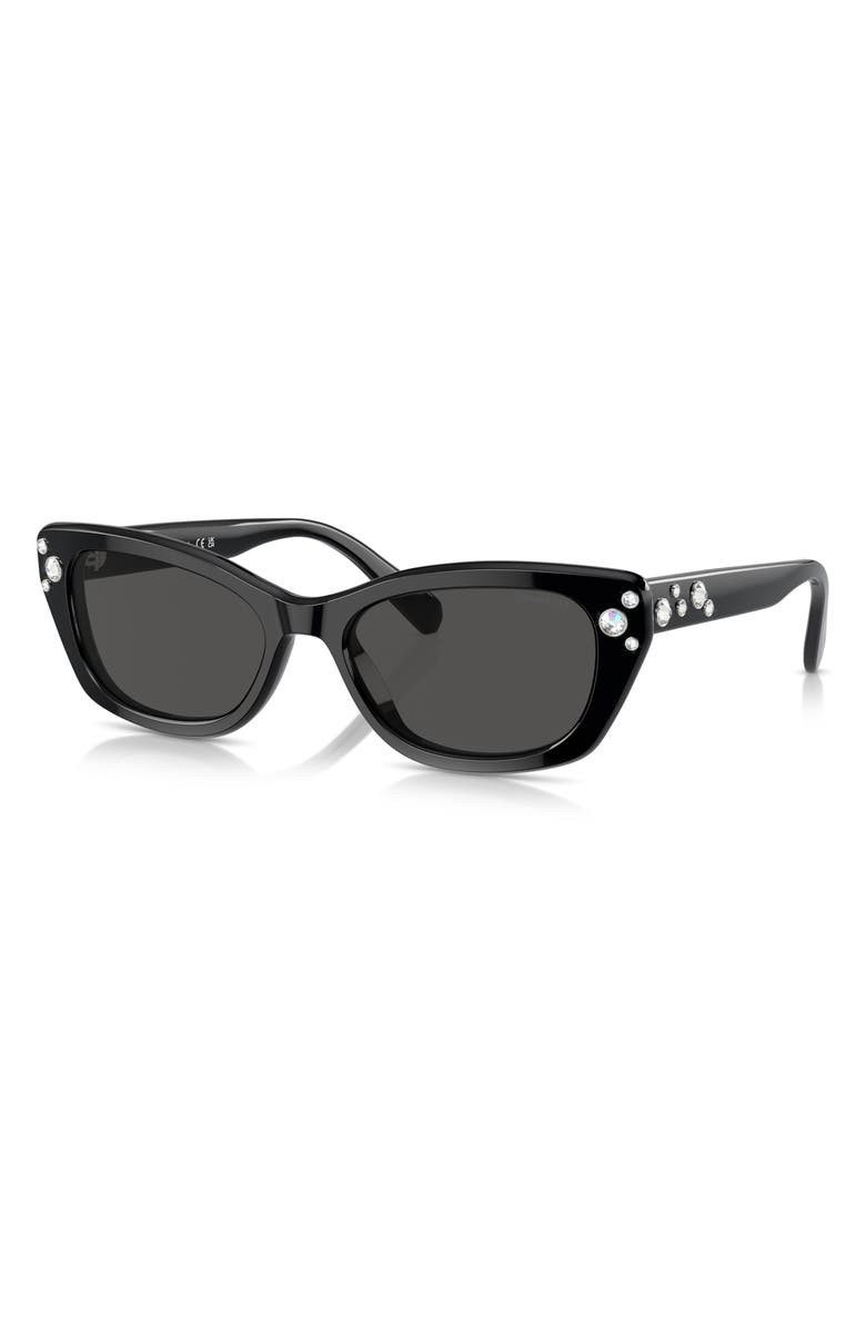 Swarovski 54mm Pillow Sunglasses, Alternate, color, Black