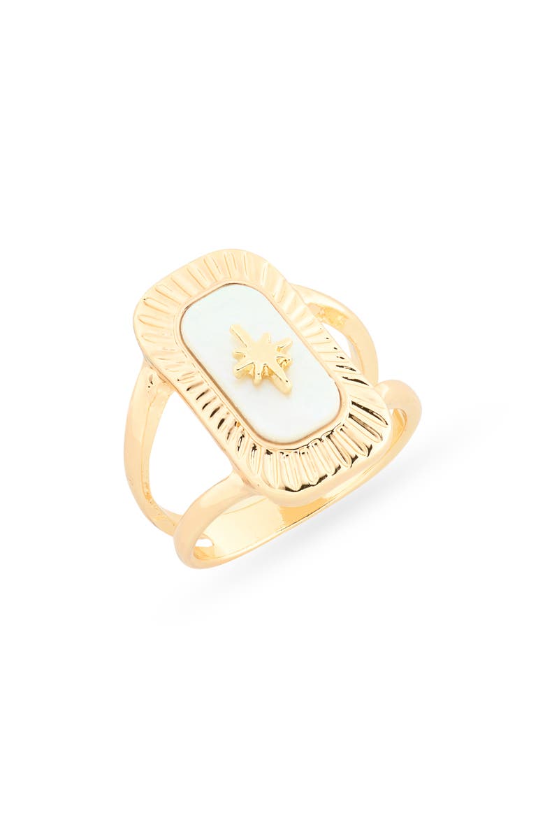 Starburst Mother-of-Pearl Inlay Cocktail Ring, Main, color, WHITE- GOLD