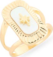 NORDSTROM RACK Starburst Mother-of-Pearl Inlay Cocktail Ring