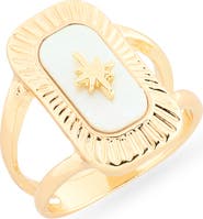 NORDSTROM RACK Starburst Mother-of-Pearl Inlay Cocktail Ring