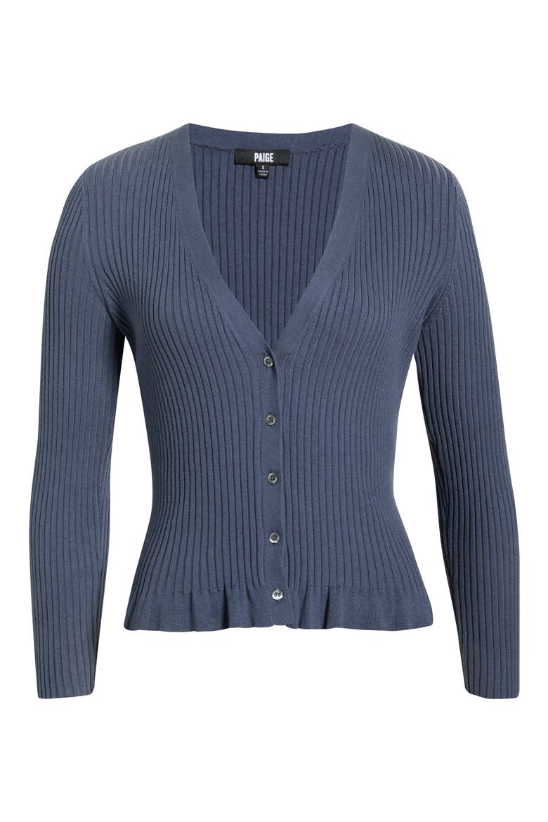 Royce Cotton & Silk Blend Rib Cardigan, Alternate, color, PACIFIC BLUE