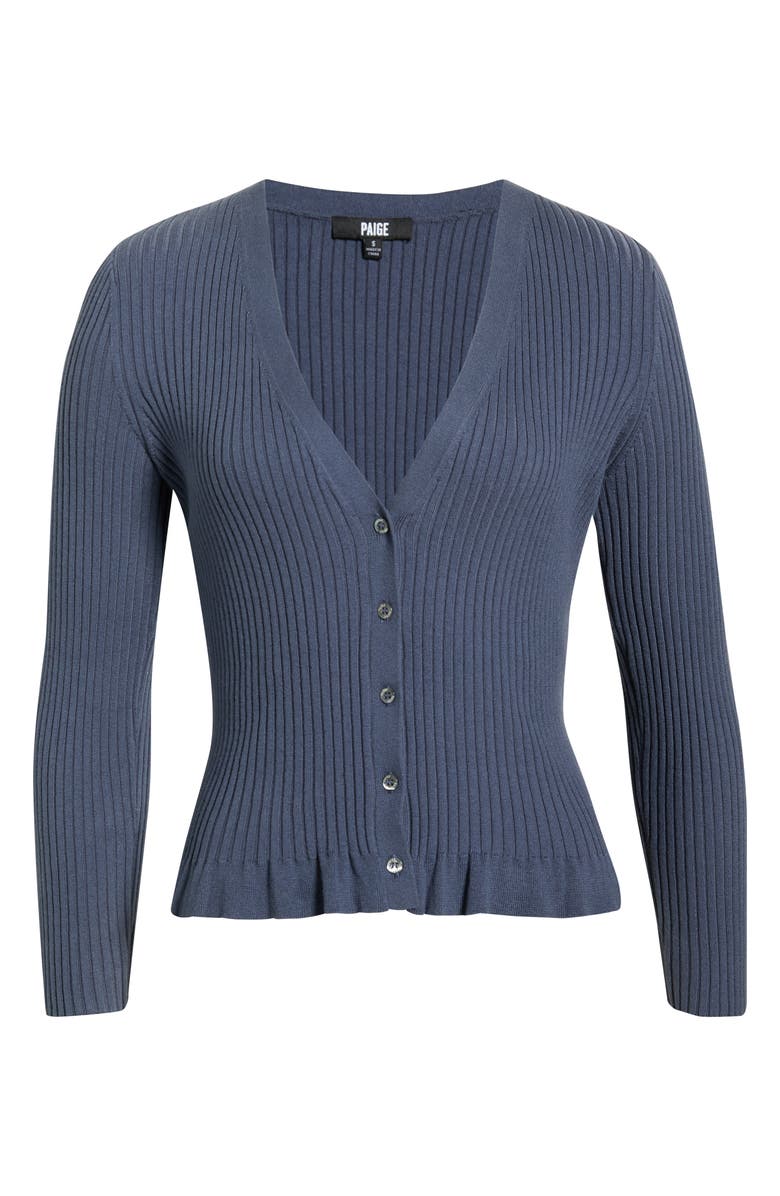 PAIGE Royce Cotton Blend Rib Cardigan, Main, color, Pacific Blue