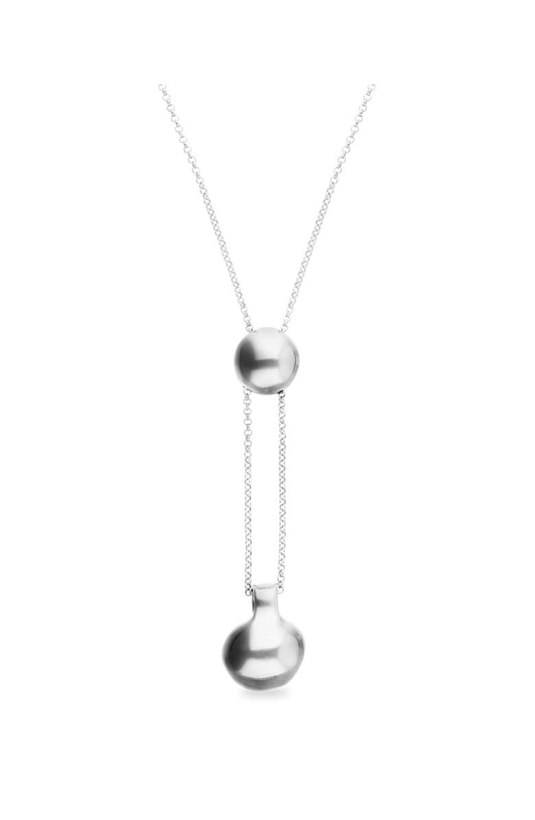 UNODE50 Sterling silver plated necklace with adjustable height chain with two weights, Alternate, color, Silver