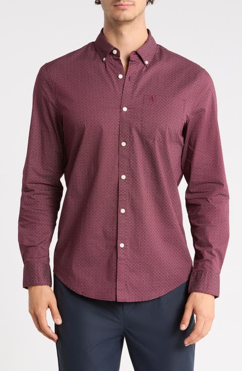 Stretch Poplin Cotton Button-Down Shirt
