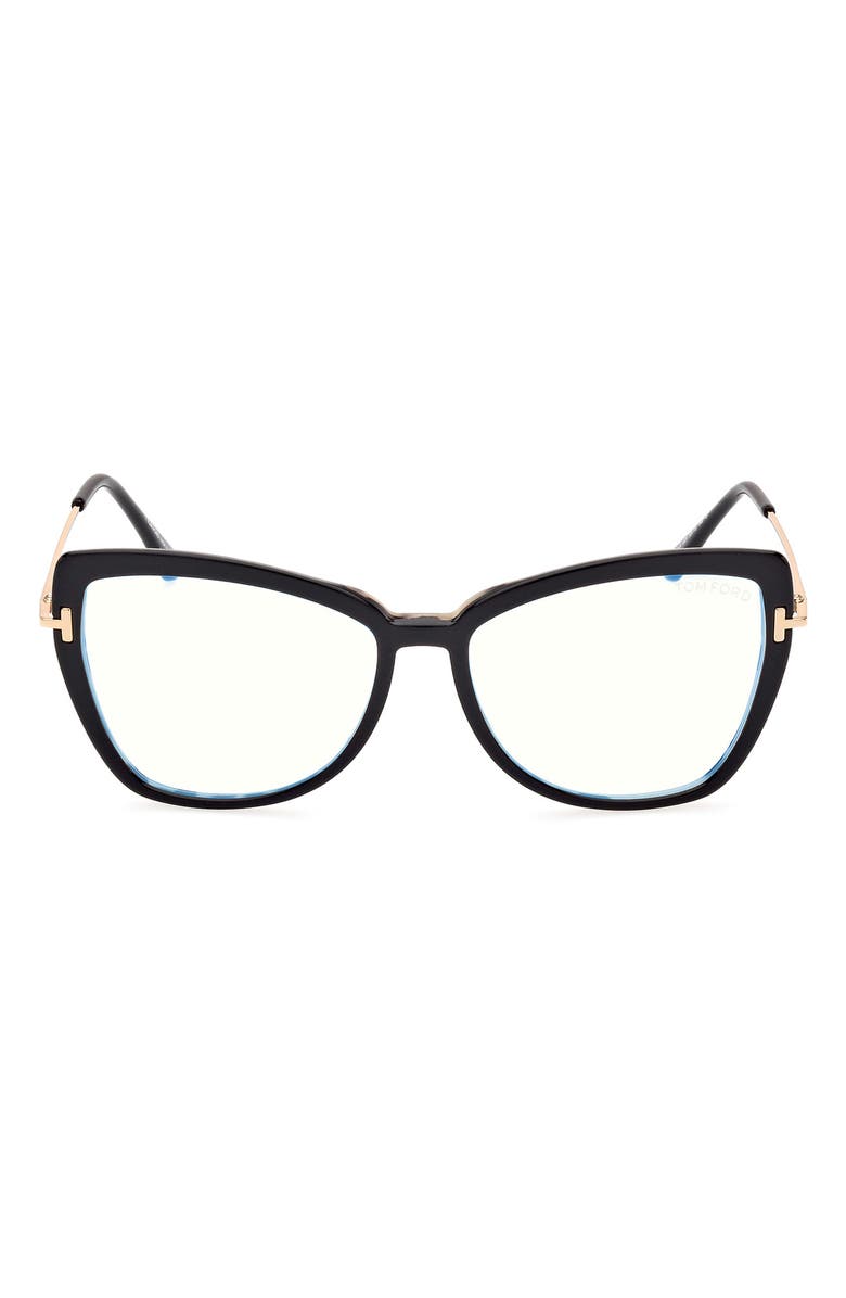 TOM FORD 55mm Butterfly Blue Light Blocking Glasses, Main, color, 