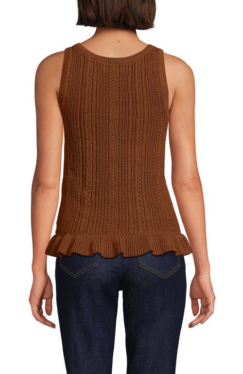 Lands' End Cotton Boucle Ruffle Hem Sleeveless Sweater In Multi