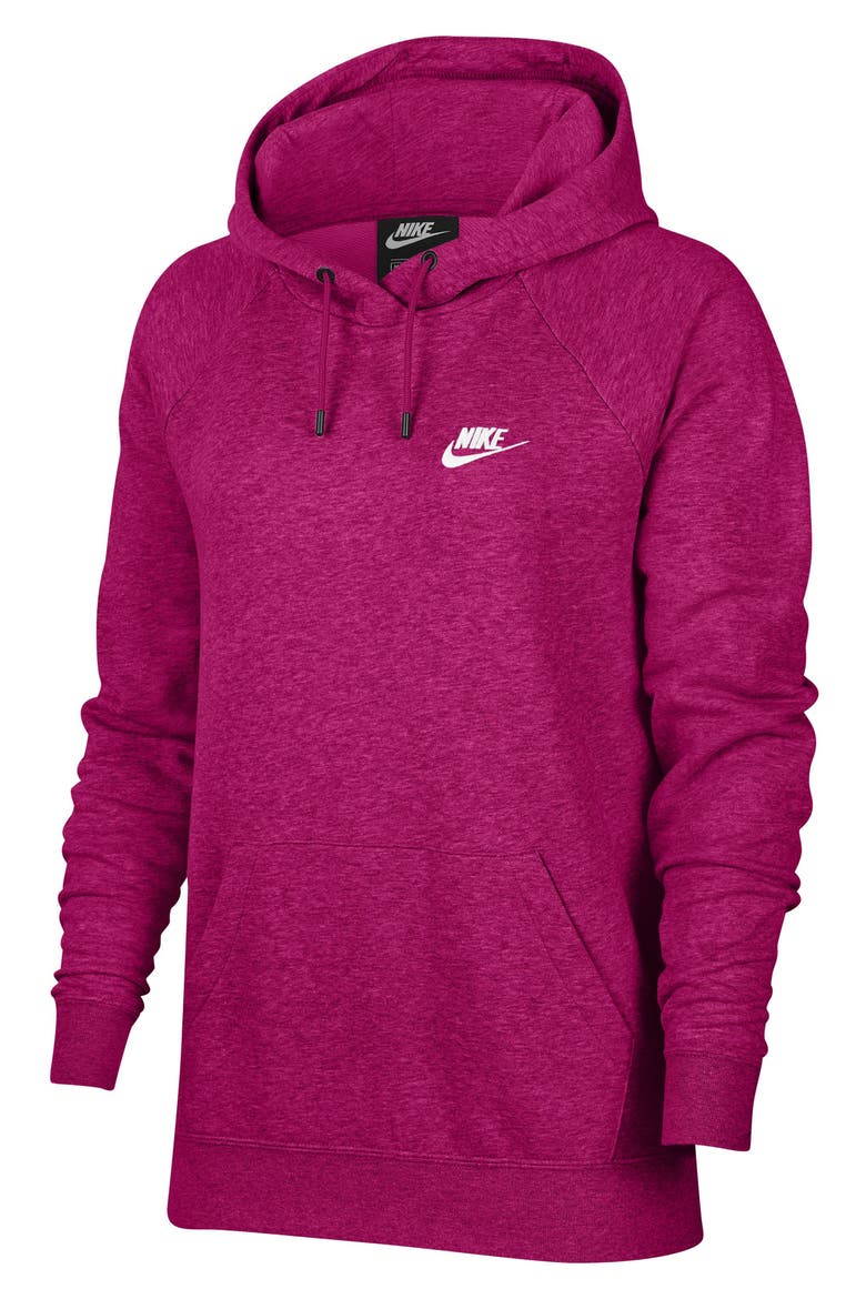 Sportswear Essential Pullover Fleece Hoodie, Main, color, FIREBERRY/ HEATHER/ WHITE