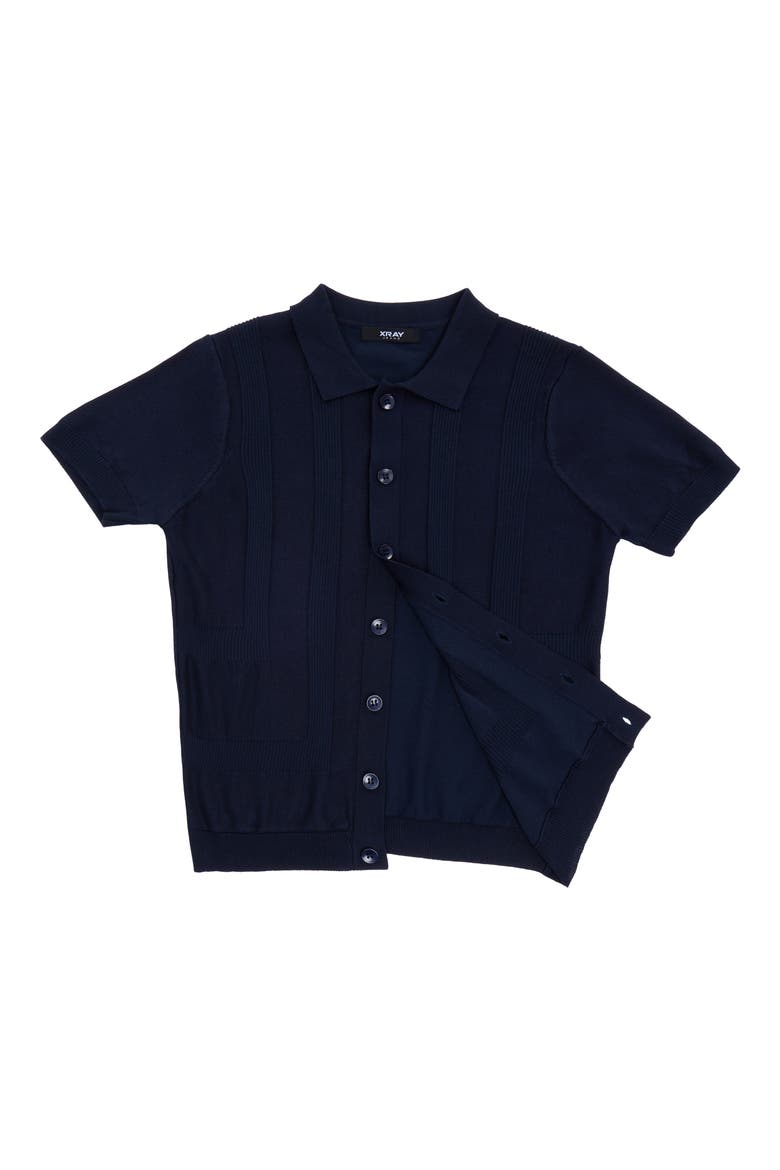 Kids' Short Sleeve Cardigan, Alternate, color, NAVY