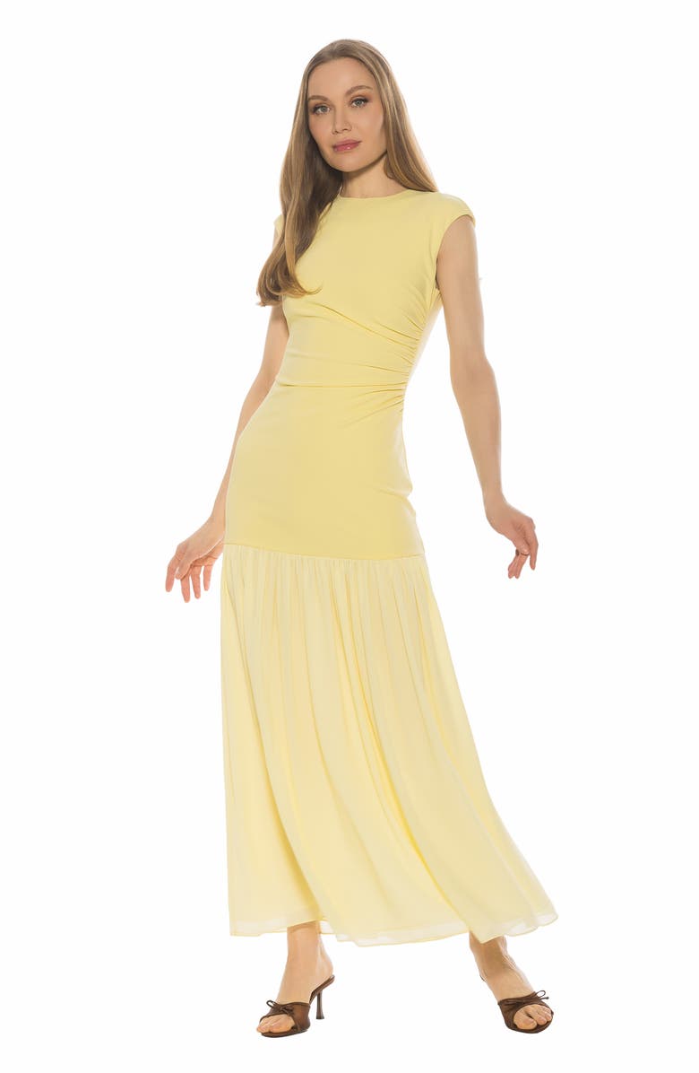 Alexia Admor Caelen Cap Sleeve Drop Waist Maxi Dress, Alternate, color, Butter Yellow