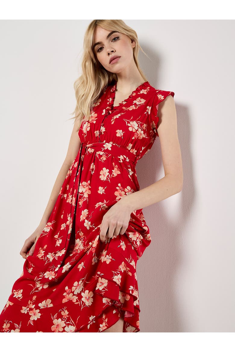 Rock Cress Floral Ditsy Midi Dress, Alternate, color, Red