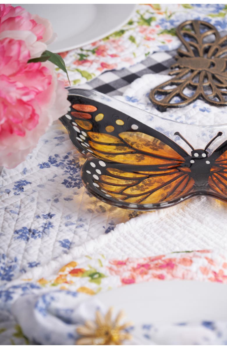 C&F Home Florian Watercolor Botanical Quilted Table Runner 14" x 51", Alternate, color, Orange