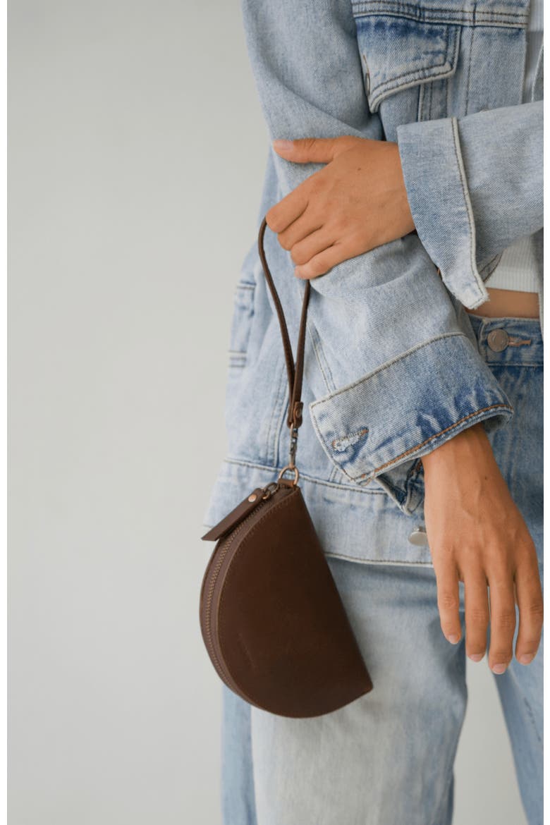 Leather Halfmoon Wallet, Alternate, color, Saddle (dark)