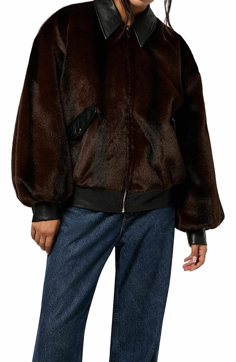 WeWoreWhat Faux Fur Bomber Jacket, Alternate, color,