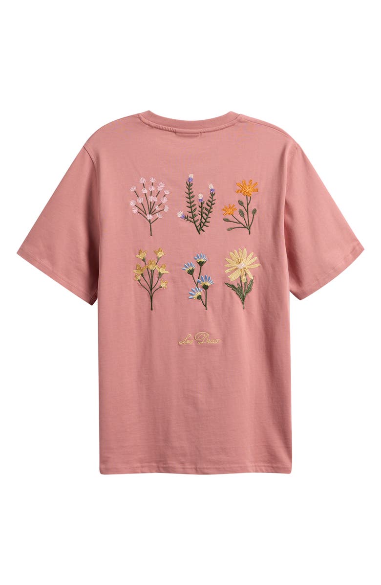 Les Deux Wild Flower Embroidered Organic Cotton T-Shirt, Alternate, color, Ash Rose Pink